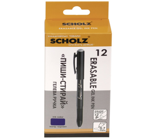 Ручка гелевая "пиши-стирай", 0,7 мм, черн., Erasable, 3002--9SCH,SCHOLZ