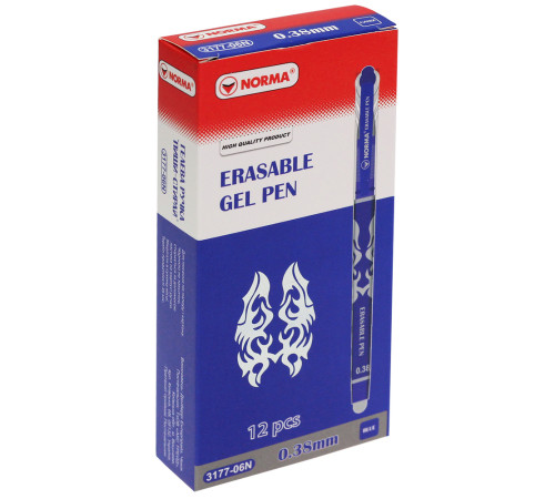 Ручка гелевая "пиши-стирай", 0.38мм, синяя, Erasable, 3177-06N, NORMA