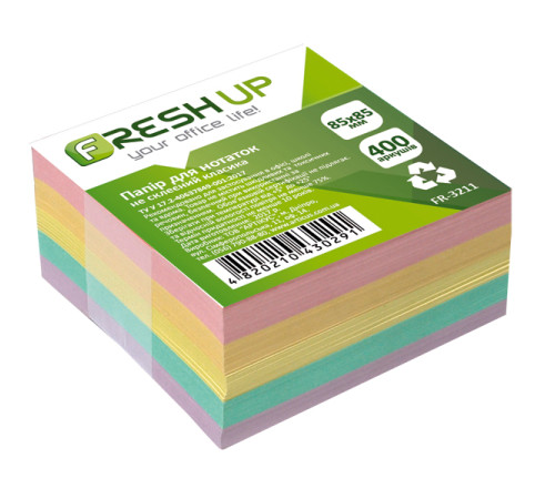 Блок бумаги для заметок 85х85мм 400 л не клееный, классика Fresh Up 3211