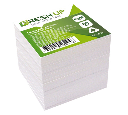 Блок бумаги для заметок 85х85мм., 800 л., не клееный, Белый Fresh Up 1511