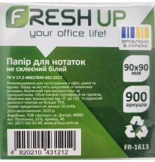 Блок бумаги для заметок Fresh Up 90х90х900 листов, не клееный белый,1613