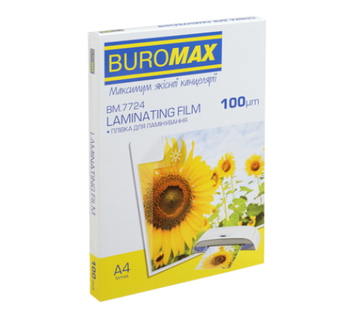 Пленка для ламинирования глянцевая Buromax 216х303 мм (А4), 100 мкн, 100 шт (BM.7724)