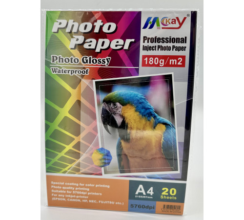 Фотобумага глянцевая, А4 плотность 180 г/м2, 20 л 89180