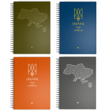 Деловая книга А4, 96арк.(192 стор.),клітинка,обкл.тверда "Пружина premium" (4 дизайна)