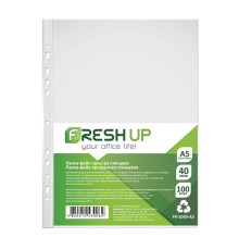 Папка-файл пластикова  Fresh Up А5+ 40 мкм з перфорацією на 6 отворів, глянсова фактура 100шт/уп