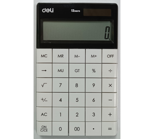 Калькулятор бухг. Deli 1589-W бел 12 разряд, 165х103х12,5 яркий корпус, бесшовные кн.