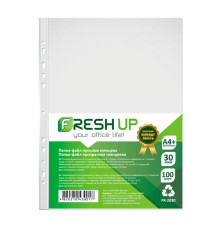 Папка-файл пластиковая Fresh Up А4+ 30 мкм с перфорацией на 11 отверстий, глянцевая фактура 100шт/уп