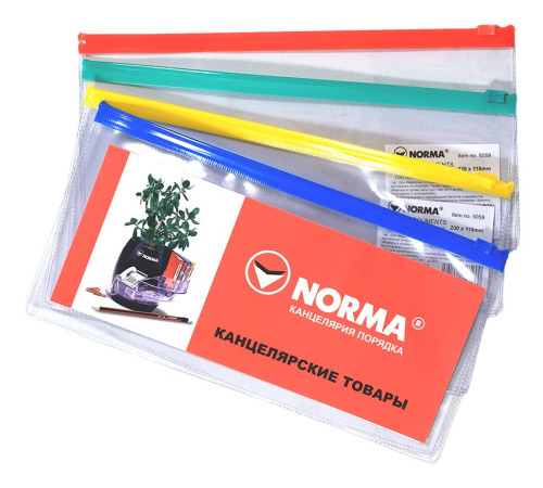 Папка на молнии, 230*118мм, PР, 5059, NORMA А6 "ZIPPER"