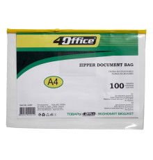 Папка прозрачная, A4, PVC, на молнии, 4-207, 4OFFICE "ZIPPER"
