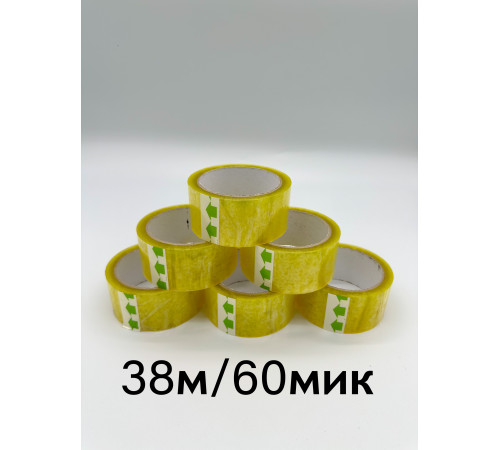 Лента клейкая прозрачная 38 метров 45 миллиметров 60 микрон (прозрачный, 72 шт.)