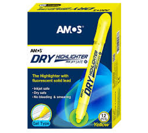 Текст маркер флуорисцентный желтый AMOS