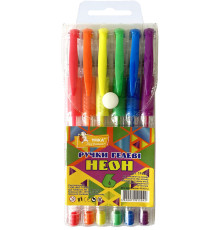 Набор гелевых ручек, прорезин, грипп, 6цв, Neon, ГР44-1, УМКА