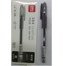 Ручка гелевая Deli EG84-BK черный 0,7мм резин.грипп, антискол. корпус