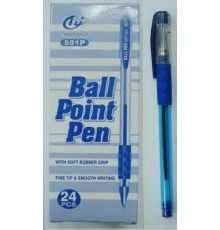 Ручка масляная "Tianjiao" Ball point Pen с резинкой синяя TY-501P