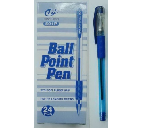Ручка масляная "Tianjiao" Ball point Pen с резинкой синяя TY-501P