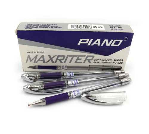 Ручка масляная "Piano" "Maxriter" 0,5мм, синяя, грипп, 12шт./этик. РТ-338