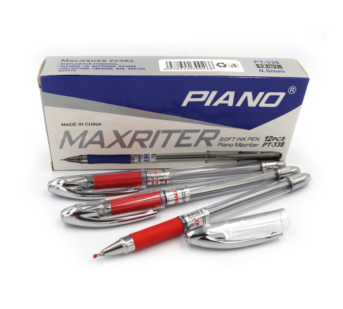 Ручка масляная "Piano" "Maxriter" 0,5мм, красная грипп, 12шт./этик. РТ-338