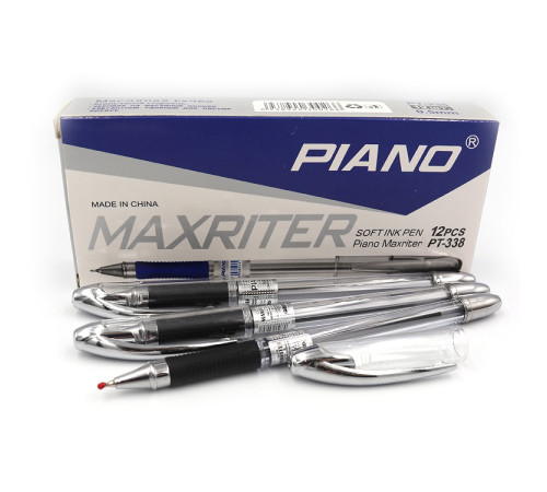Ручка масляная "Piano" "Maxriter" 0,5мм, черная, грипп, 12шт./этик.PT-338