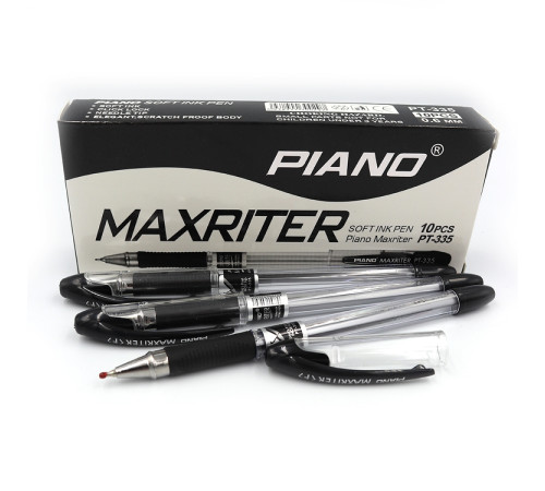 Ручка масляная "Piano" "Maxriter" 0,6 мм, черная, грипп, 10шт./этик. PT-335