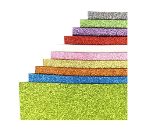 Фоамиран EVA 1.7±0.1MM "Микс" A4 (21X29.7CM) GLITTER С клеевой прослойкой