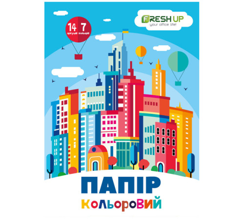 Бумага цветная ф-А4.14л. 7 цветов FRESH UP