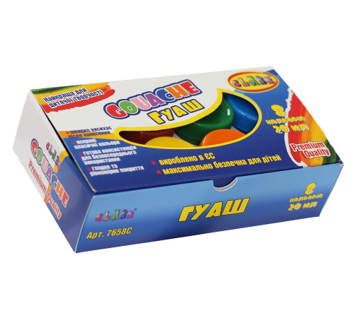 Краски гуашевые 8цв. по 20мл., PREMIUM, 7658С, CLASS