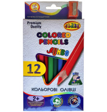Карандаши цветные треугольные 12цв. + точилка, JUMBO, 1812C, CLASS