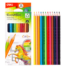 Карандаши цветные Deli EC113-12 12цв Enovation треугольный пластик корпус, карт/кор