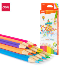 Карандаши цветные Deli EC128-12 12цв Color run неон