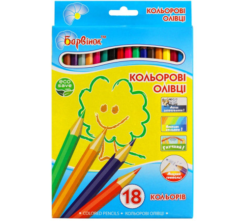 Карандаши цветные,пластик, 18 цв., "Цветы", 5-203/4 Барвинок
