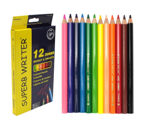 Карандаши 12 цветов шестигранные,Jumbo Superb Writer, Marco 4400-12