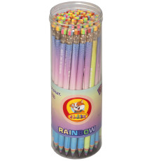 Карандаш графитный, НВ, с ластиком, кругл., RAINBOW, (48шт.в тубе), ассорти, 146C, CLASS