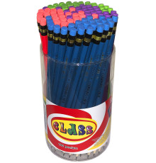 Карандаши графитные, HВ, с резинкой, Neon, (уп.100шт.в тубе), цветные.в ассортименте, 119C, CLASS