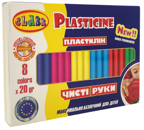Пластилин "Чистые руки MAXI" 8цв.*20гр, ECO, 7644С, CLASS