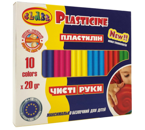 Пластилин "Чистые руки MAXI" 10цв.*20гр, ECO, 7645С, CLASS
