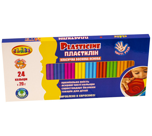 Пластилин "Чистые руки MAXI" 24цв.*20гр, ECO, 7661С, CLASS