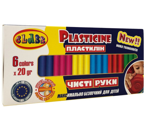 Пластилин "Чистые руки MAXI" 6цв.*20гр, ECO, 7643С, CLASS
